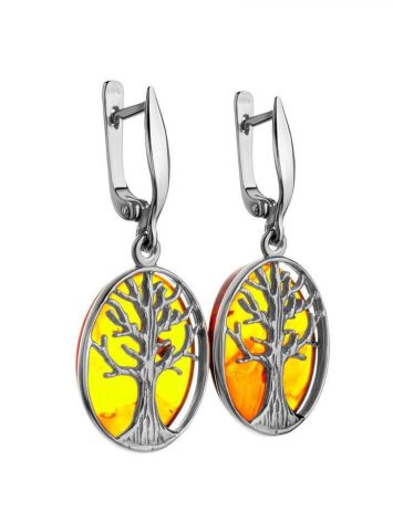Symbolic Earrings Made With Amber and Sterling Silver The Tree Of Life, image , picture 4