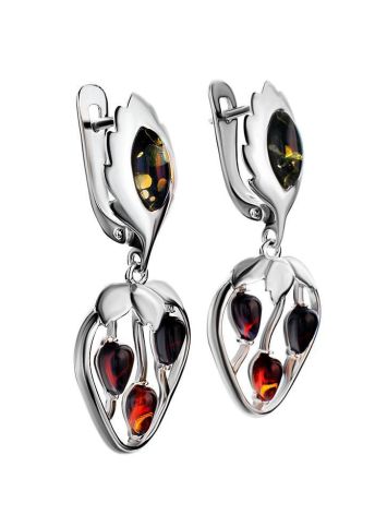 Multicolor Amber Strawberry Earrings In Sterling Silver The Confiture, image , picture 3