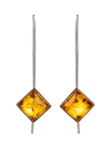 Sterling Silver Threader Earrings With Lemon Amber The Ovation, image , picture 4