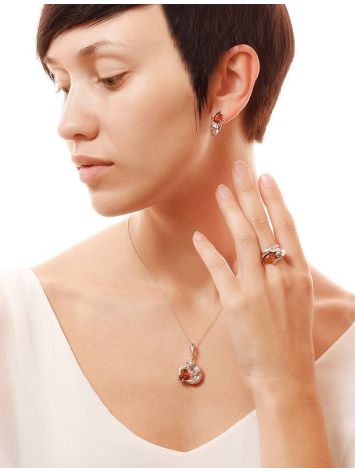 Cute And Fabulous Sterling Silver Earrings With Cognac Amber The Cats, image , picture 3