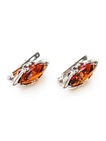 Cognac Amber Earrings In Sterling Silver The Ballade, image , picture 4
