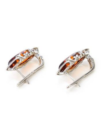 Cognac Amber Earrings In Sterling Silver The Ballade, image , picture 5