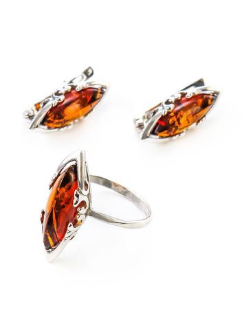 Cognac Amber Earrings In Sterling Silver The Ballade, image , picture 6