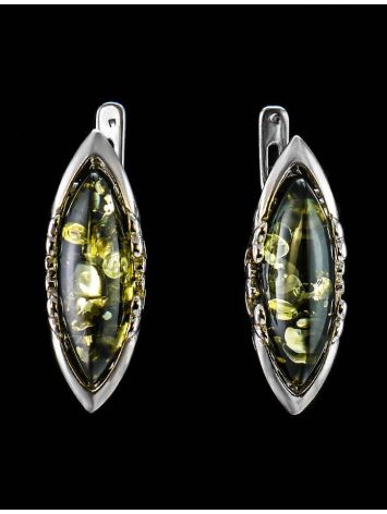 Green Amber Earrings In Sterling Silver The Ballade, image , picture 2