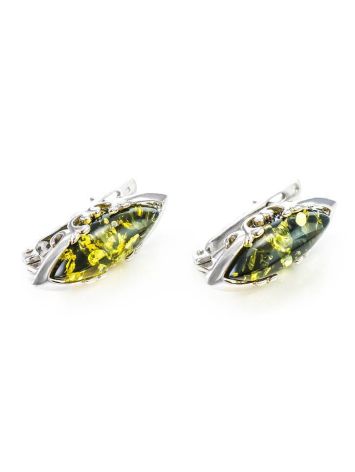 Green Amber Earrings In Sterling Silver The Ballade, image , picture 4