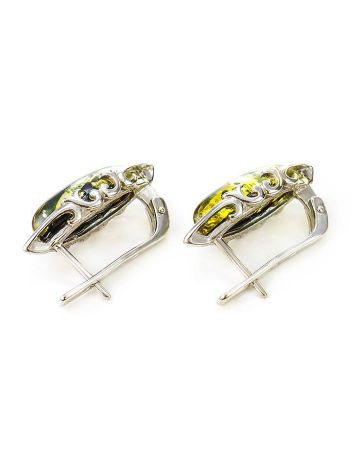 Green Amber Earrings In Sterling Silver The Ballade, image , picture 5