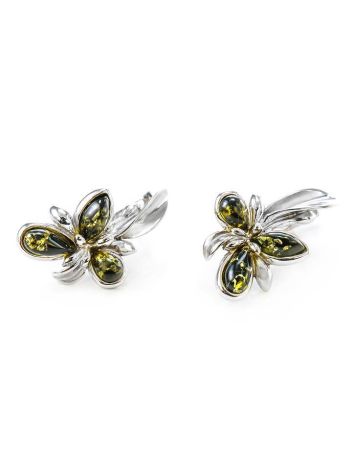 Sterling Silver Earrings With Green Amber The Verbena, image , picture 5