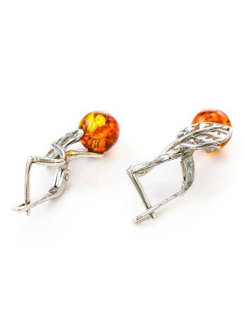 Sterling Silver Earrings With Cognac Amber The Florina, image , picture 5
