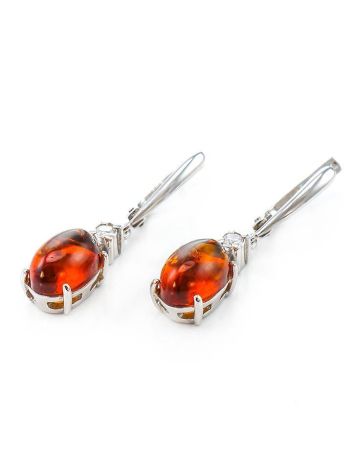 Classy Cognac Amber Earrings In Sterling Silver With Crystals The Nostalgia, image , picture 4