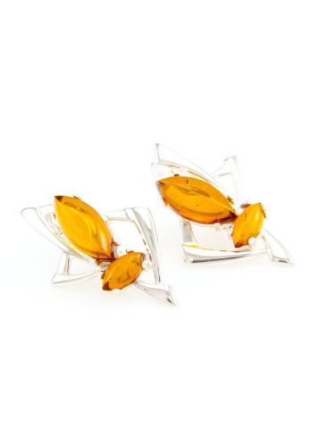 Stylish Cognac Amber Earrings In Sterling Silver The Pegasus, image , picture 2