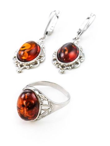 Drop Amber Earrings In Sterling Silver The Carmen, image , picture 4