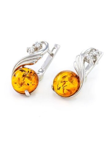Amber Earrings In Sterling Silver With Crystals The Swan, image , picture 4