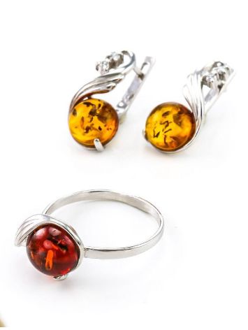 Amber Earrings In Sterling Silver With Crystals The Swan, image , picture 5