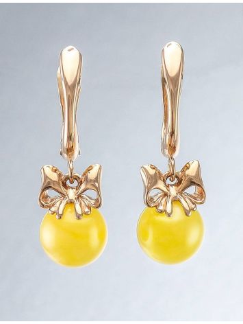 Golden Drop Earrings With Honey Amber, image , picture 2