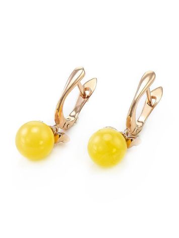 Golden Drop Earrings With Honey Amber, image , picture 5