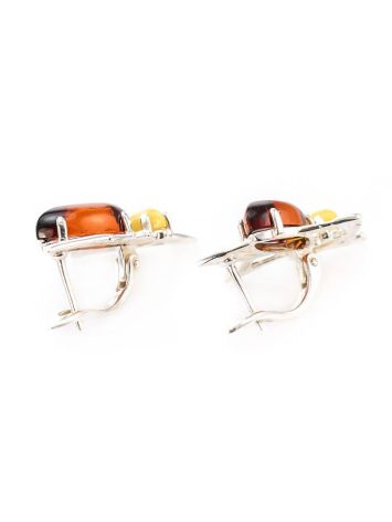 Bold Silver Earrings With Multicolor Amber The Pegasus, image , picture 4