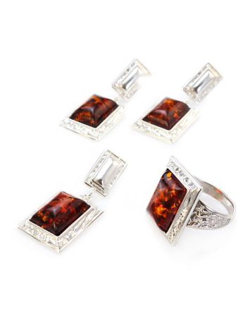 Drop Amber Earrings In Sterling Silver The Hermitage, image , picture 6