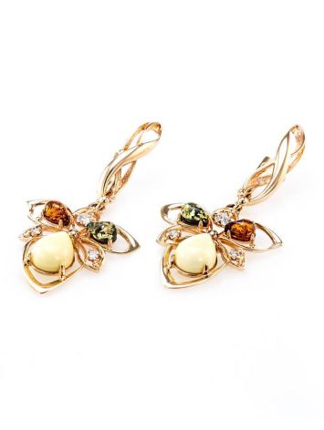 Multicolor Amber Earrings In Gold With Crystals The Edelweiss, image , picture 4