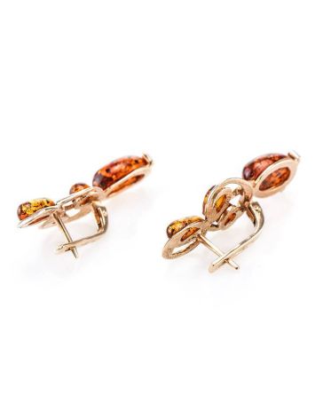 Golden Earrings With Cognac Amber The Symphony, image , picture 5