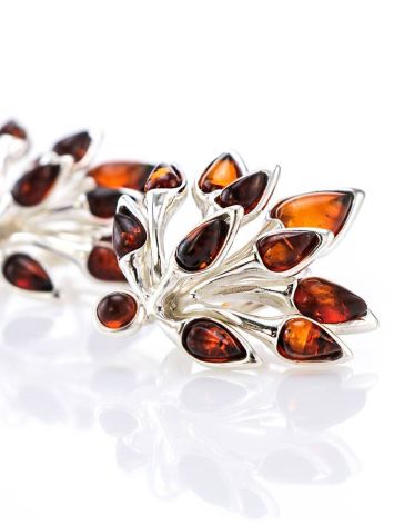 Latch Back Amber Earrings In Sterling Silver Dahlia, image , picture 2