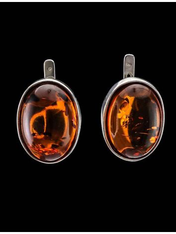 Cognac Amber Earrings In Sterling Silver The Goji, image , picture 5