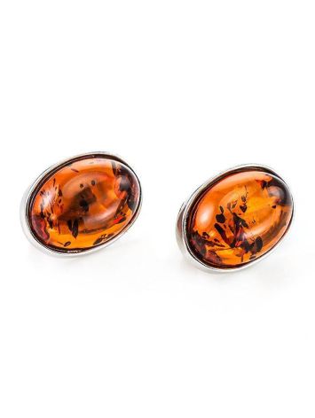 Cognac Amber Earrings In Sterling Silver The Goji, image , picture 4