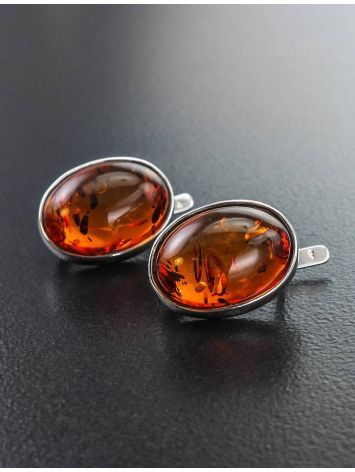 Cognac Amber Earrings In Sterling Silver The Goji, image , picture 2