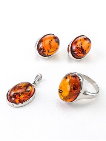 Cognac Amber Earrings In Sterling Silver The Goji, image , picture 7