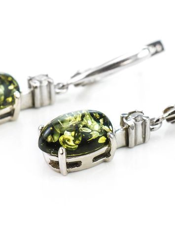 Green Amber Drop Earrings In Sterling Silver With Crystals The Nostalgia, image , picture 4