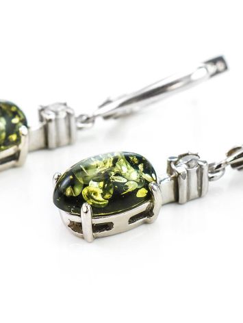 Green Amber Drop Earrings In Sterling Silver With Crystals The Nostalgia, image , picture 4