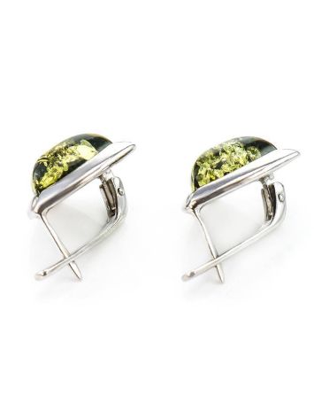 Luminous Green Amber Earrings In Sterling Silver The Mistral, image , picture 5