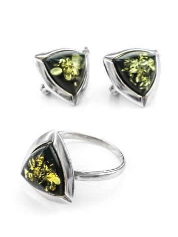Luminous Green Amber Earrings In Sterling Silver The Mistral, image , picture 6