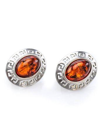 Cognac Amber Earrings In Sterling Silver The Ellas, image , picture 4