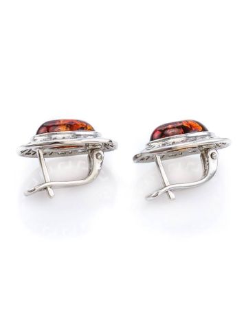 Cognac Amber Earrings In Sterling Silver The Ellas, image , picture 5