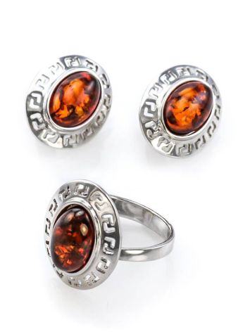 Cognac Amber Earrings In Sterling Silver The Ellas, image , picture 6