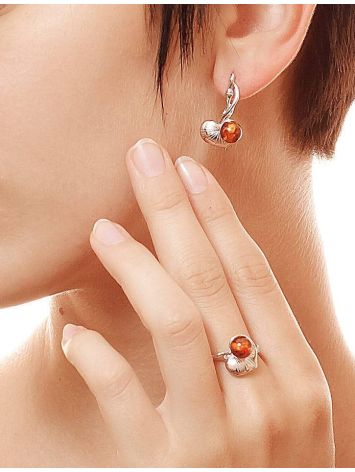 Cognac Amber Earrings In Sterling Silver The Kalina, image , picture 2