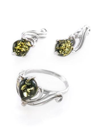 Luminous Green Amber Earrings In Sterling Silver The Swan, image , picture 6