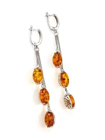 Amber Chain Dangle Earrings In Sterling Silver The Casablanca, image , picture 4