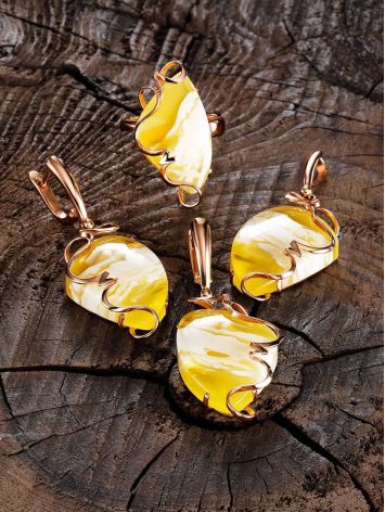 Exquisite Golden Dangles With Cloudy Amber The Rialto, image , picture 4