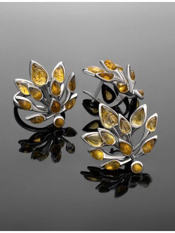 Amber Earrings In Sterling Silver Dahlia, image , picture 6