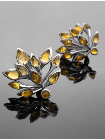 Amber Earrings In Sterling Silver Dahlia, image , picture 2