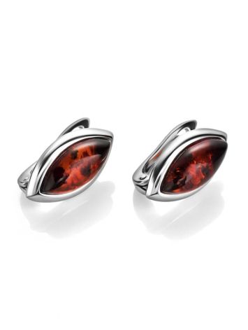 Classy Silver Earrings With Leaf Cut Amber The Amaranth, image , picture 4