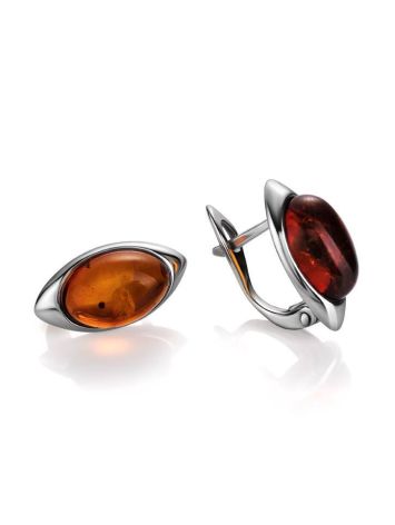 Bright Cognac Amber Earrings In Sterling Silver The Amaranth, image , picture 3