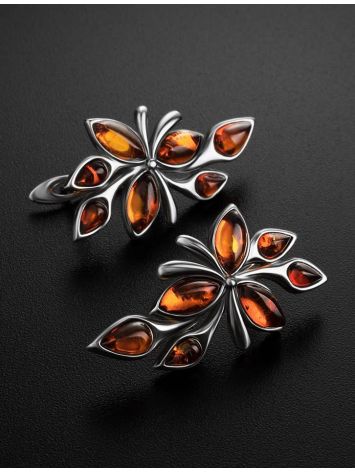 Cognac Amber Earrings In Sterling Silver The Verbena, image , picture 2