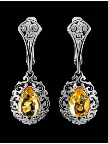 Amber Earrings In Sterling Silver The Luxor, image , picture 2