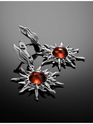 Drop Amber Earrings In Sterling Silver The Helios, image , picture 2