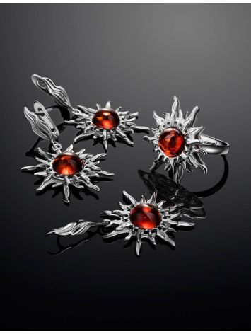 Drop Amber Earrings In Sterling Silver The Helios, image , picture 4