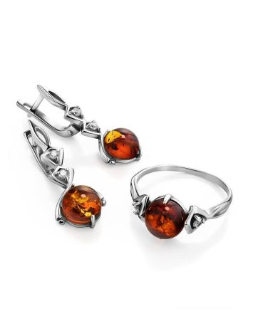 Drop Amber Earrings In Sterling Silver With Crystals The Sambia, image , picture 4