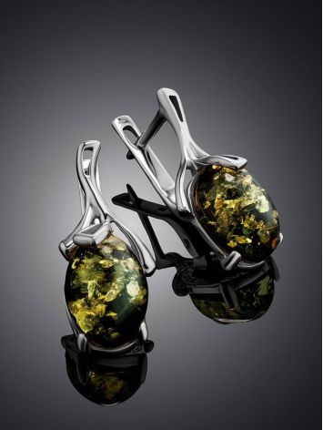 Charming Green Amber Earrings In Sterling Silver The Crocus, image , picture 2