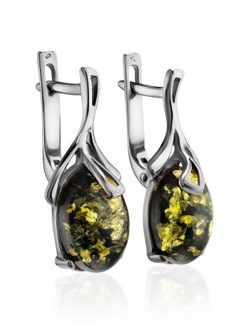Charming Green Amber Earrings In Sterling Silver The Crocus, image , picture 4